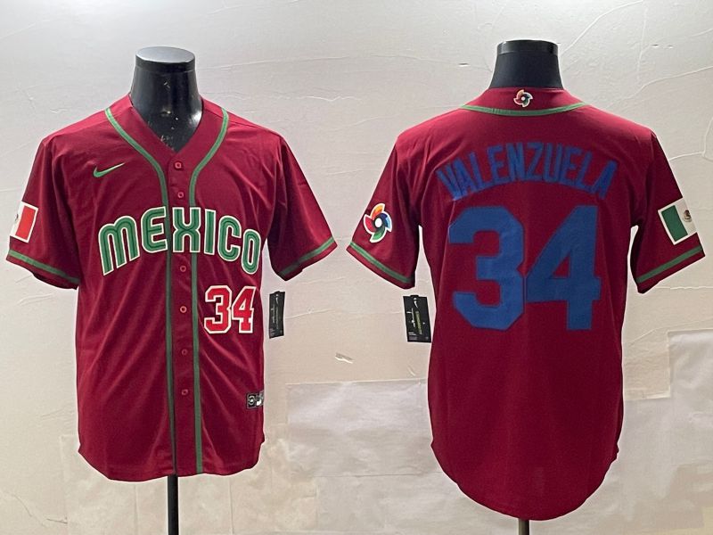 Men 2025 World Cub Mexico #34 Valenzuela Red Nike MLB Jersey style 11